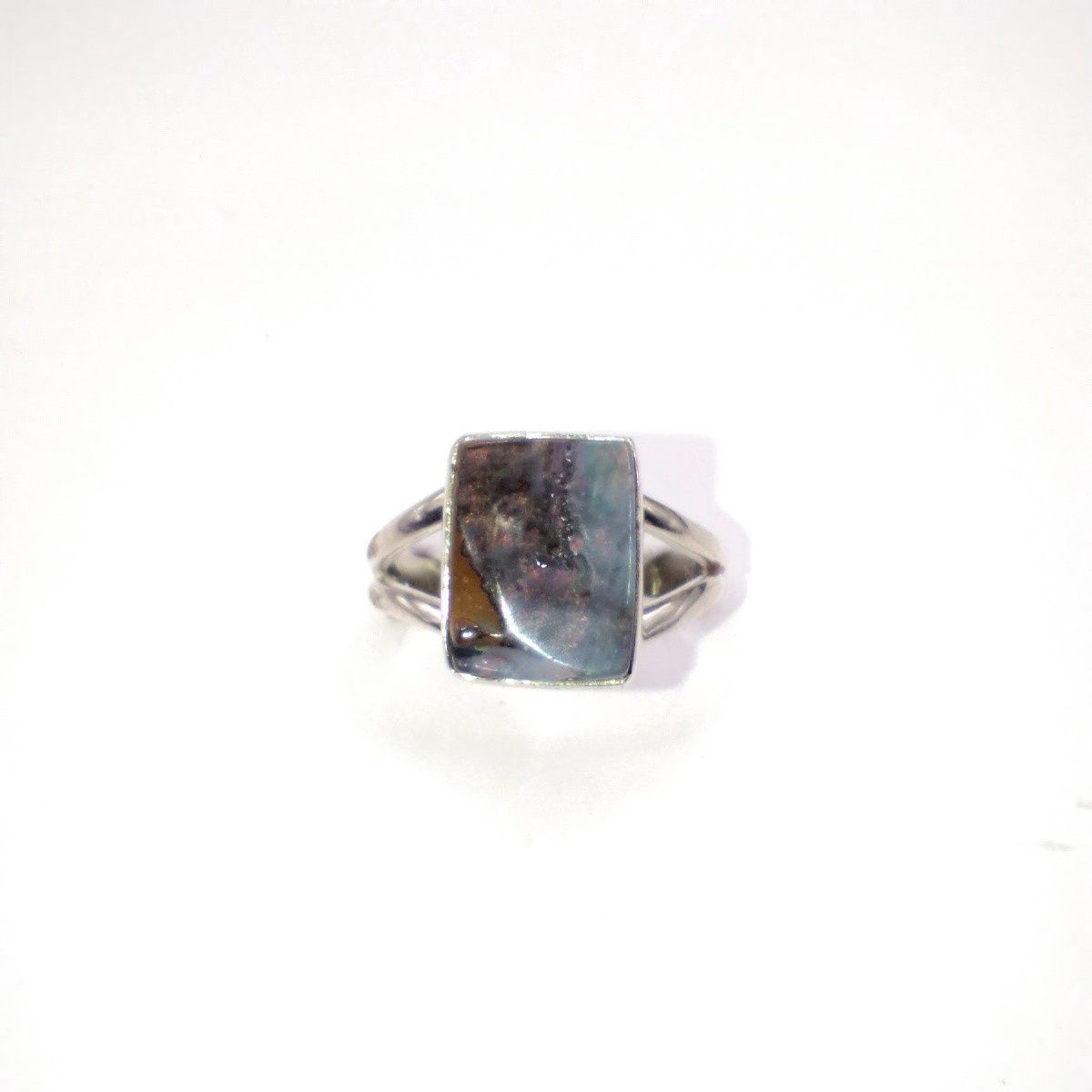 Boulder Opal Sterling Silver Ring Size 9
