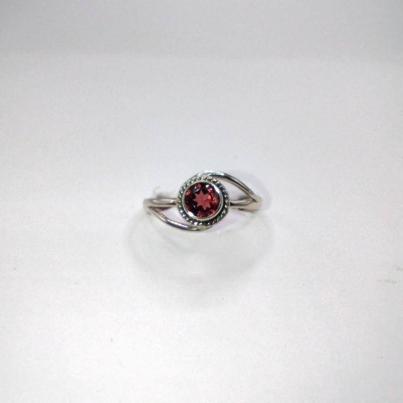 Garnet Sterling Silver Infinity Ring Size 8
