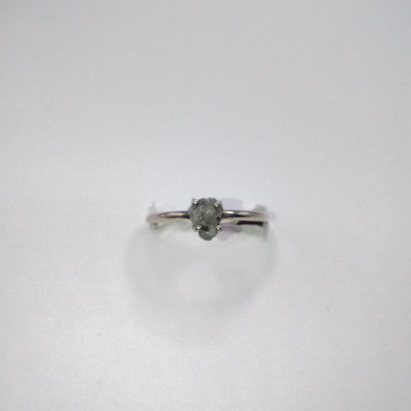 Black Diamond Ring Size 8 Sterling Silver