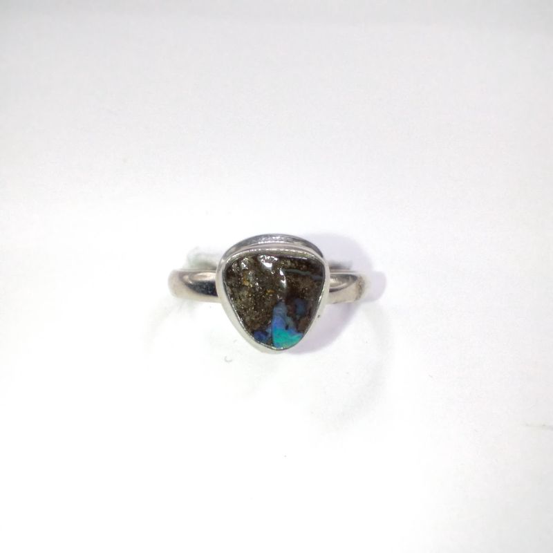 Boulder Opal Sterling Silver Ring Size 8