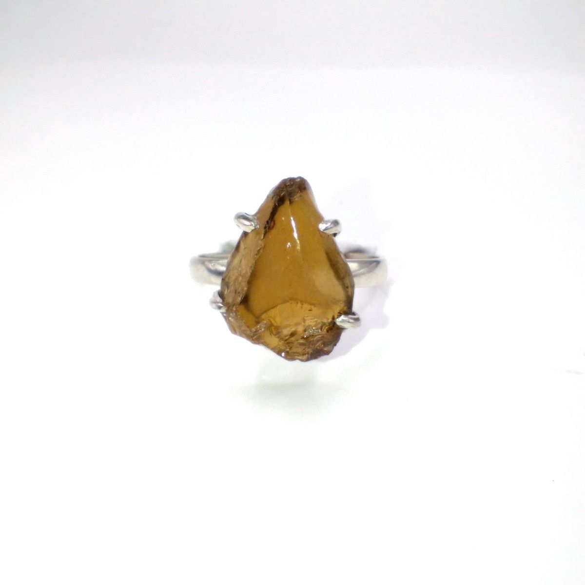 Cognac Quartz Ring Size 10 Sterling Silver