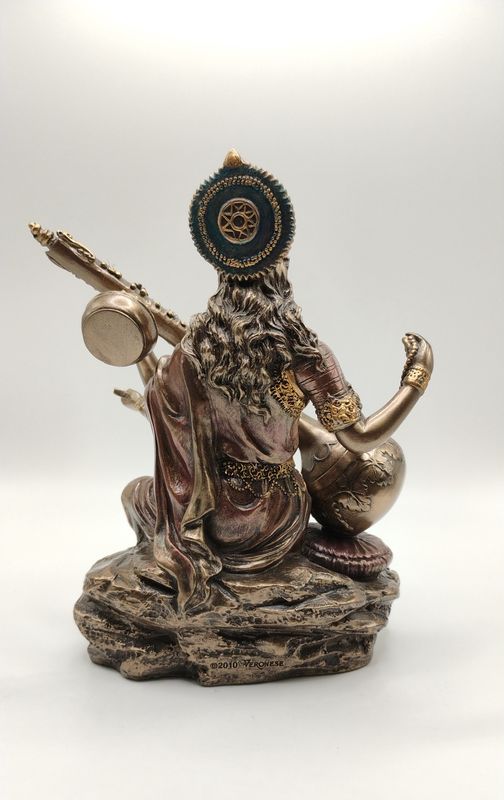 Saraswati Bronze Finish Statue