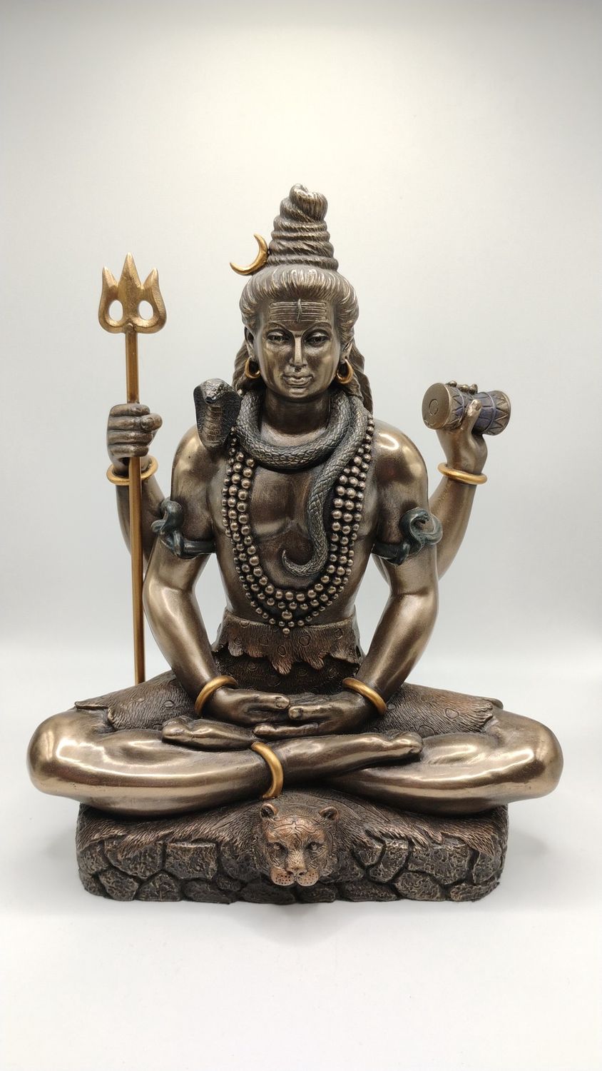 Shiva Seated 8.5" Resin Painted Statue