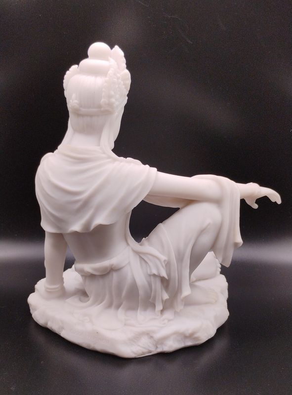 Quan Yin Royal Ease Pose Marble Finish Statue