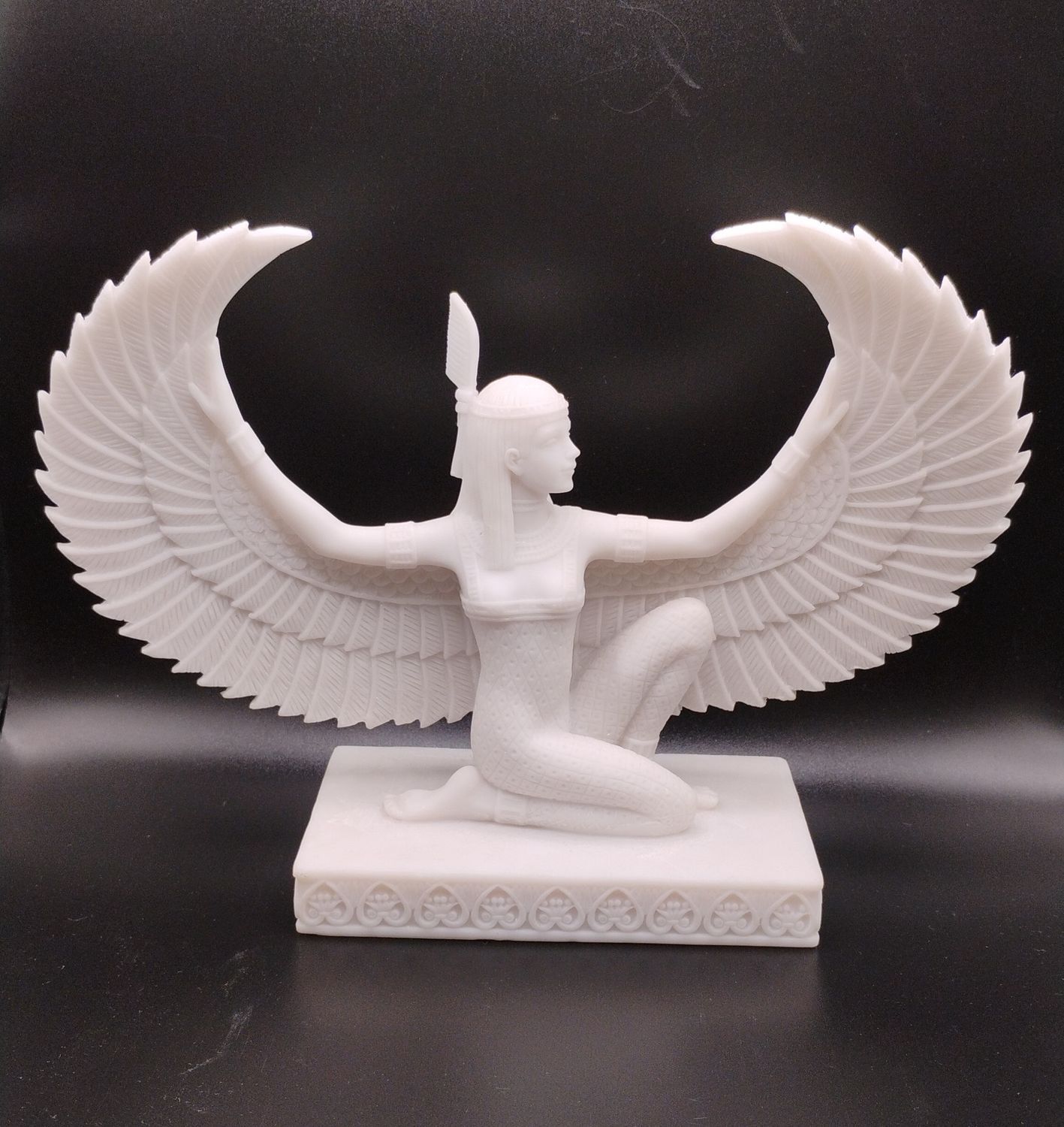 Maat Winged Kneeling Marble Finish Statue