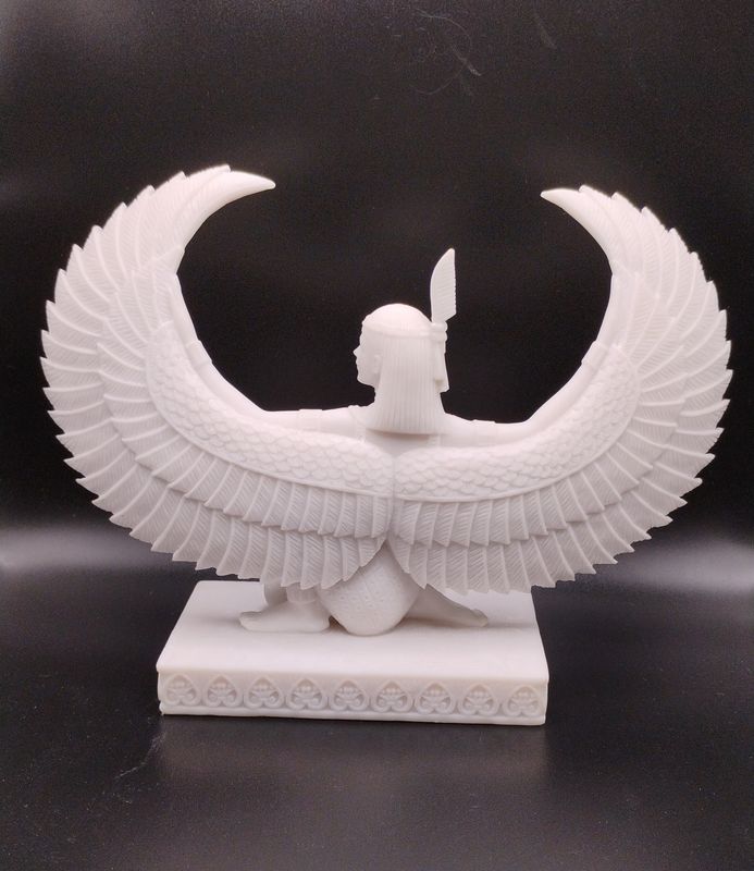Maat Winged Kneeling Marble Finish Statue