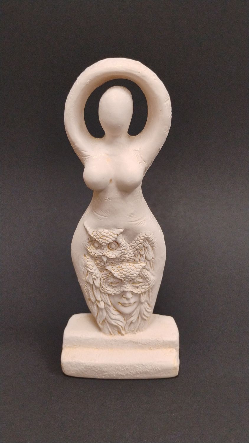 Gypsum Cement Statue - Owl Goddess