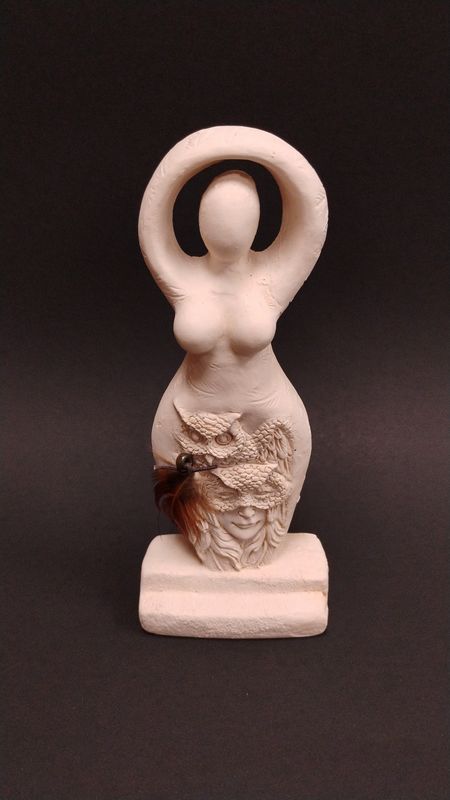 Gypsum Cement Statue - Owl Goddess