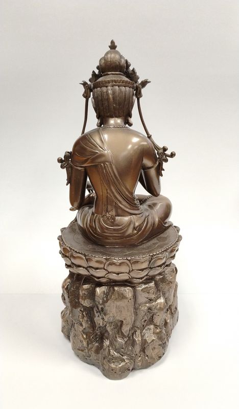 Kwan Yin Water Moon On Rock Pedestal Statue