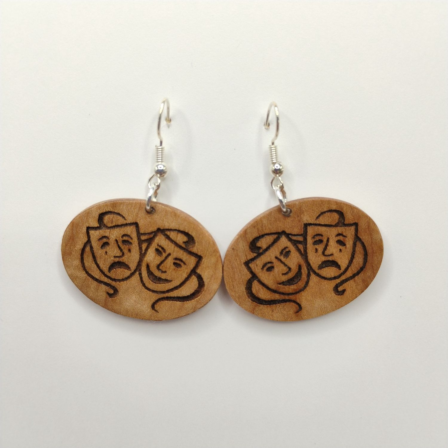 Wood Shop Earrings - Ribbons &amp; Masks in Drama