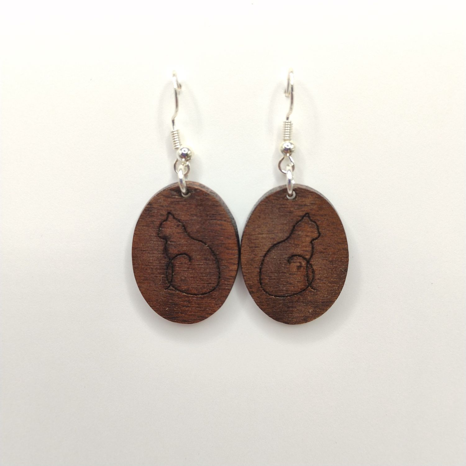 Wood Shop Earrings - Sitting Cat