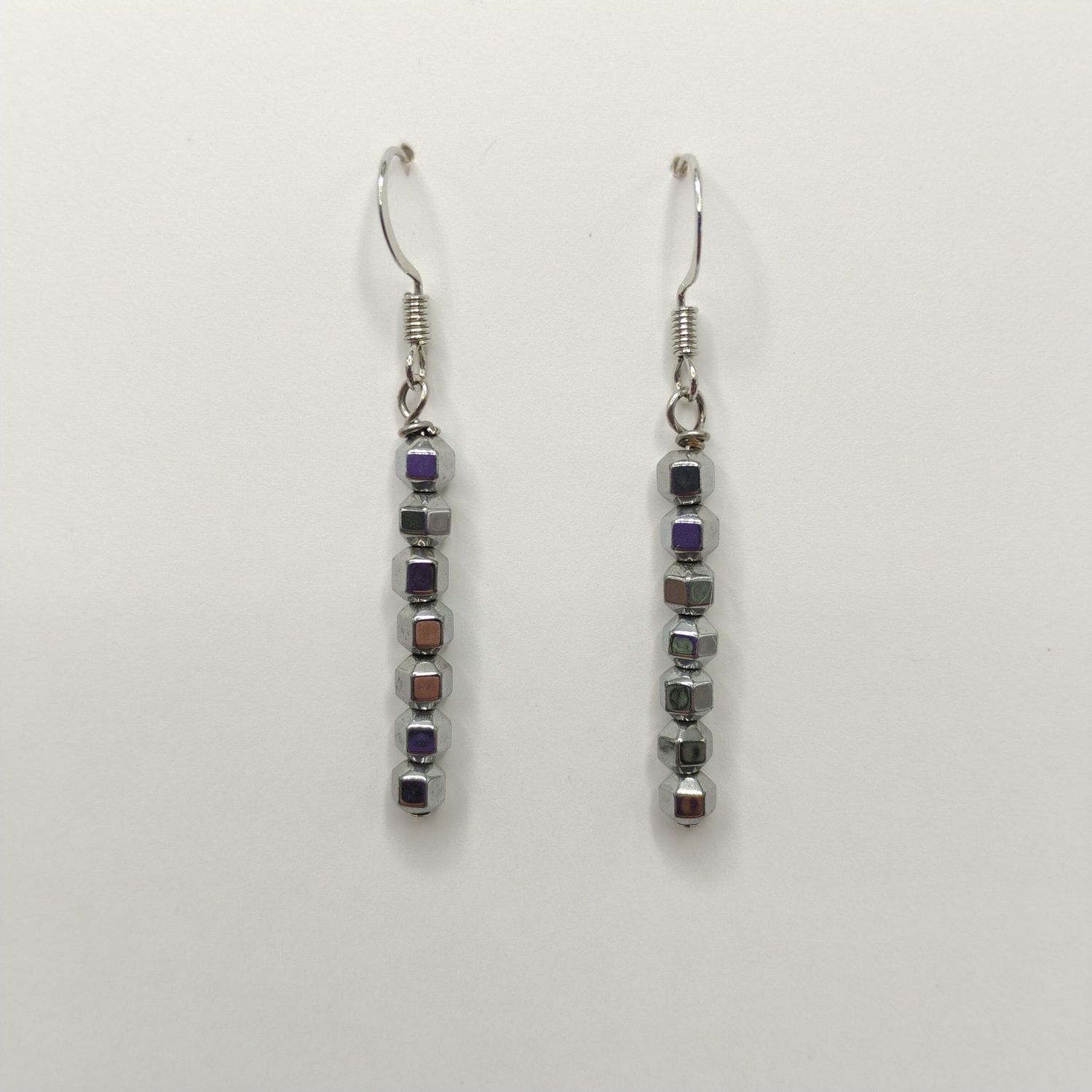 Gemstone Earrings - Silver Coated Hematite