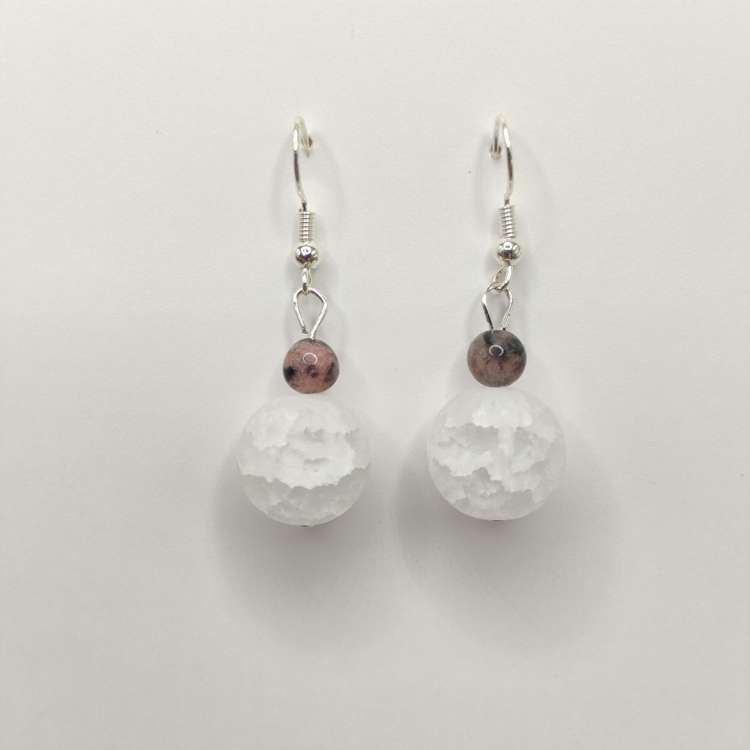 Gemstone Earrings - Quartz &amp; Rhodonite