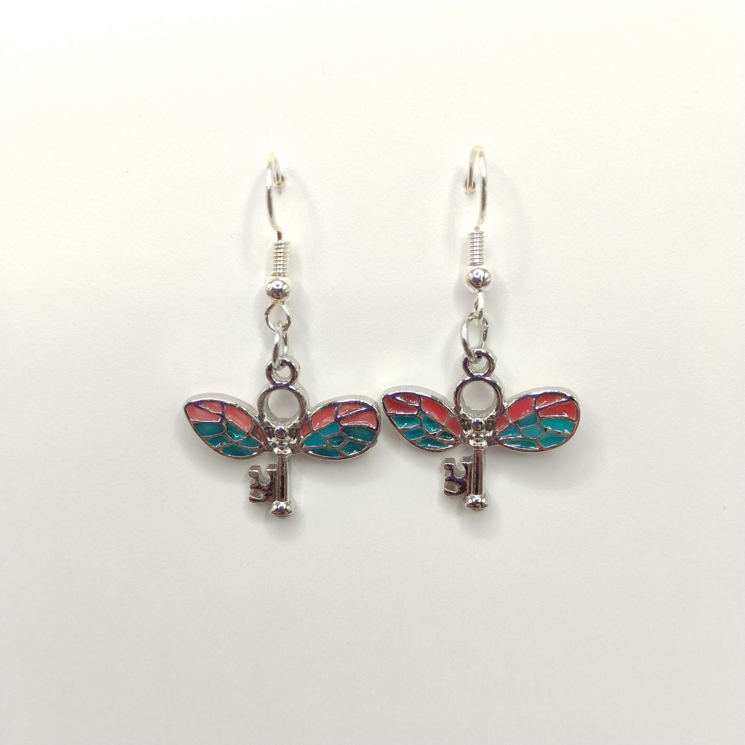Sterling Silver Plated Earrings - Butterfly Keys