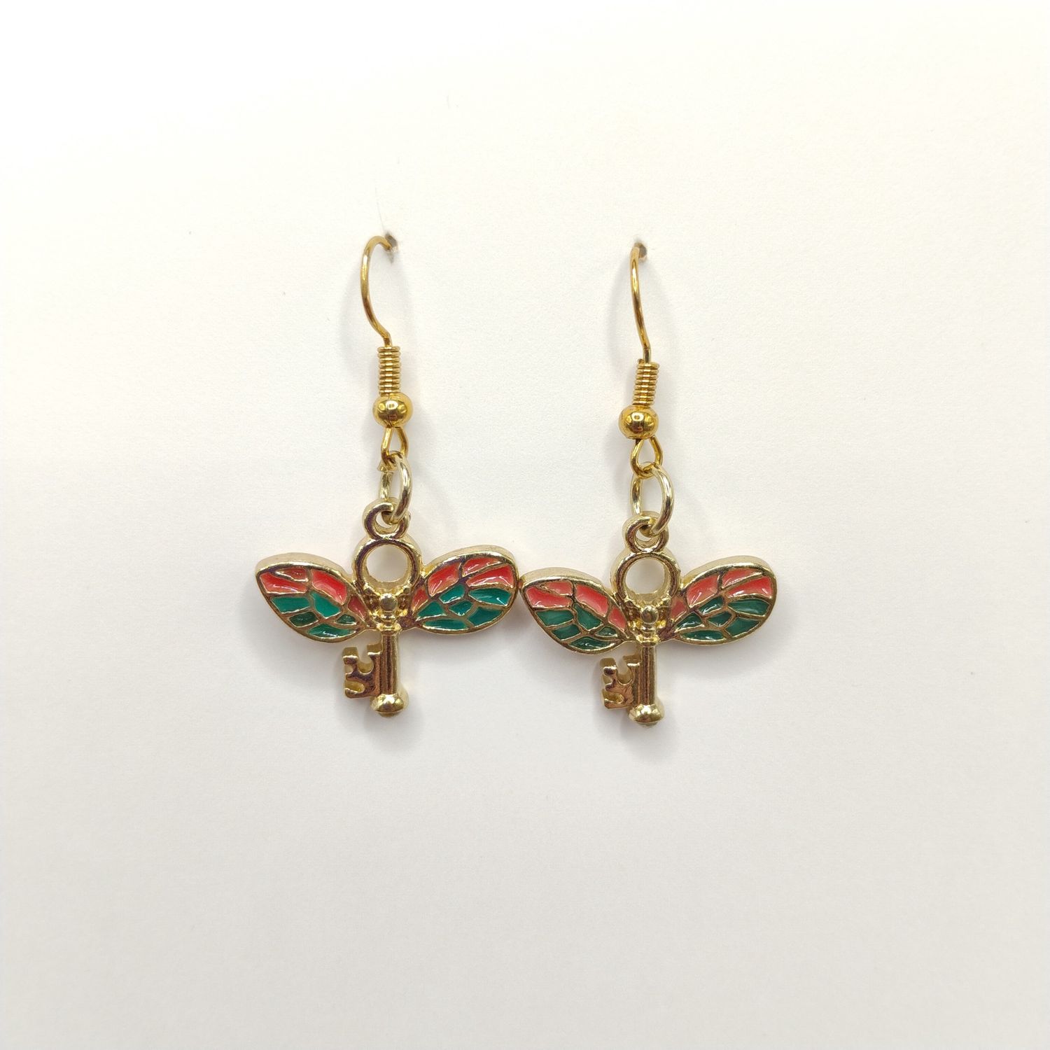 Gold Plated Earrings - Butterfly Keys