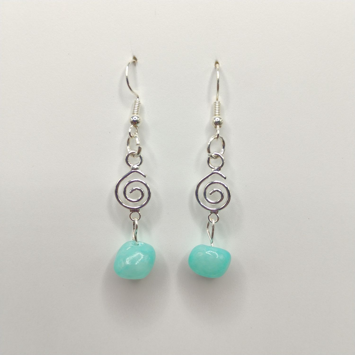 Gemstone Earrings - Spiral &amp; Blue Jade