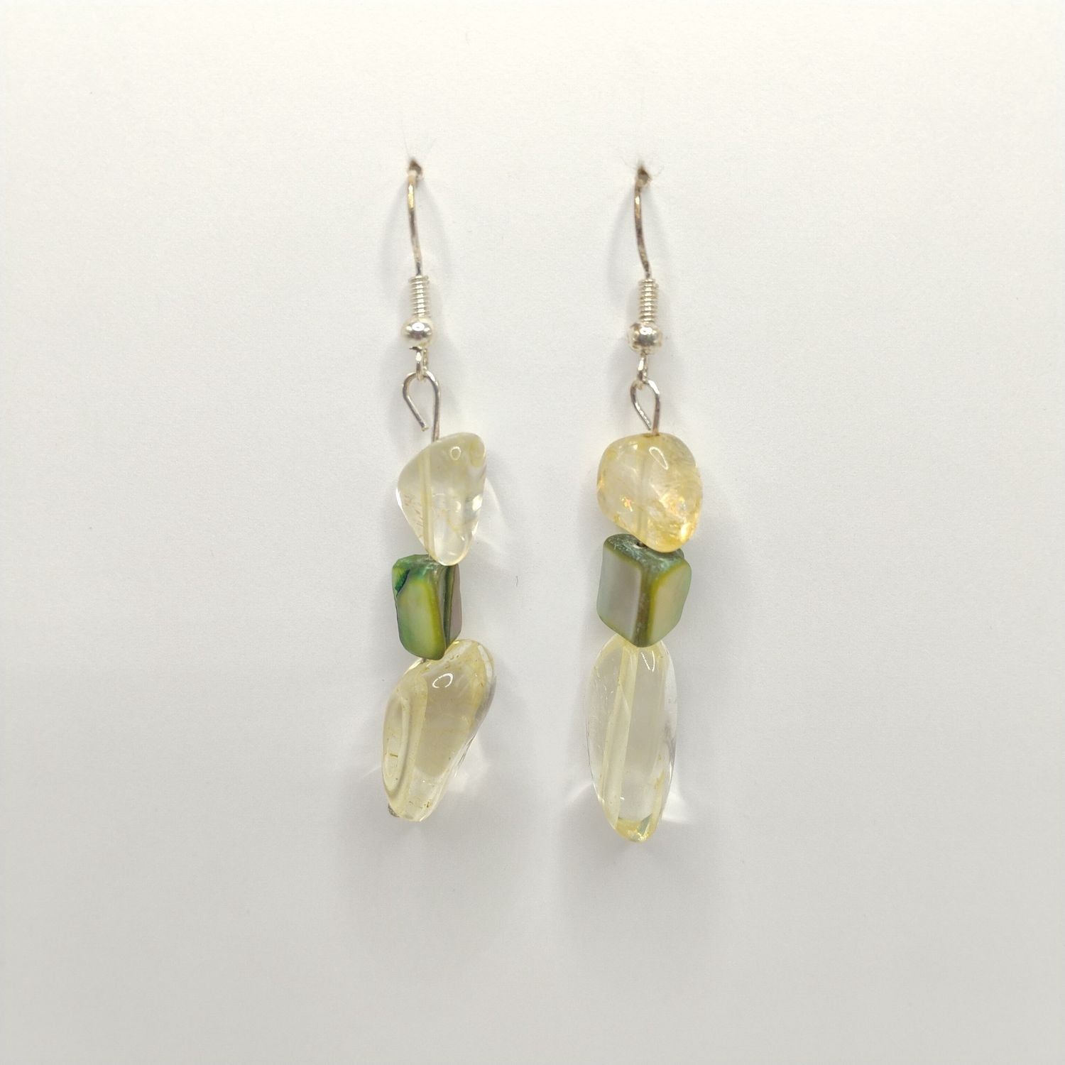 Gemstone Earrings - Citrine &amp; Abalone
