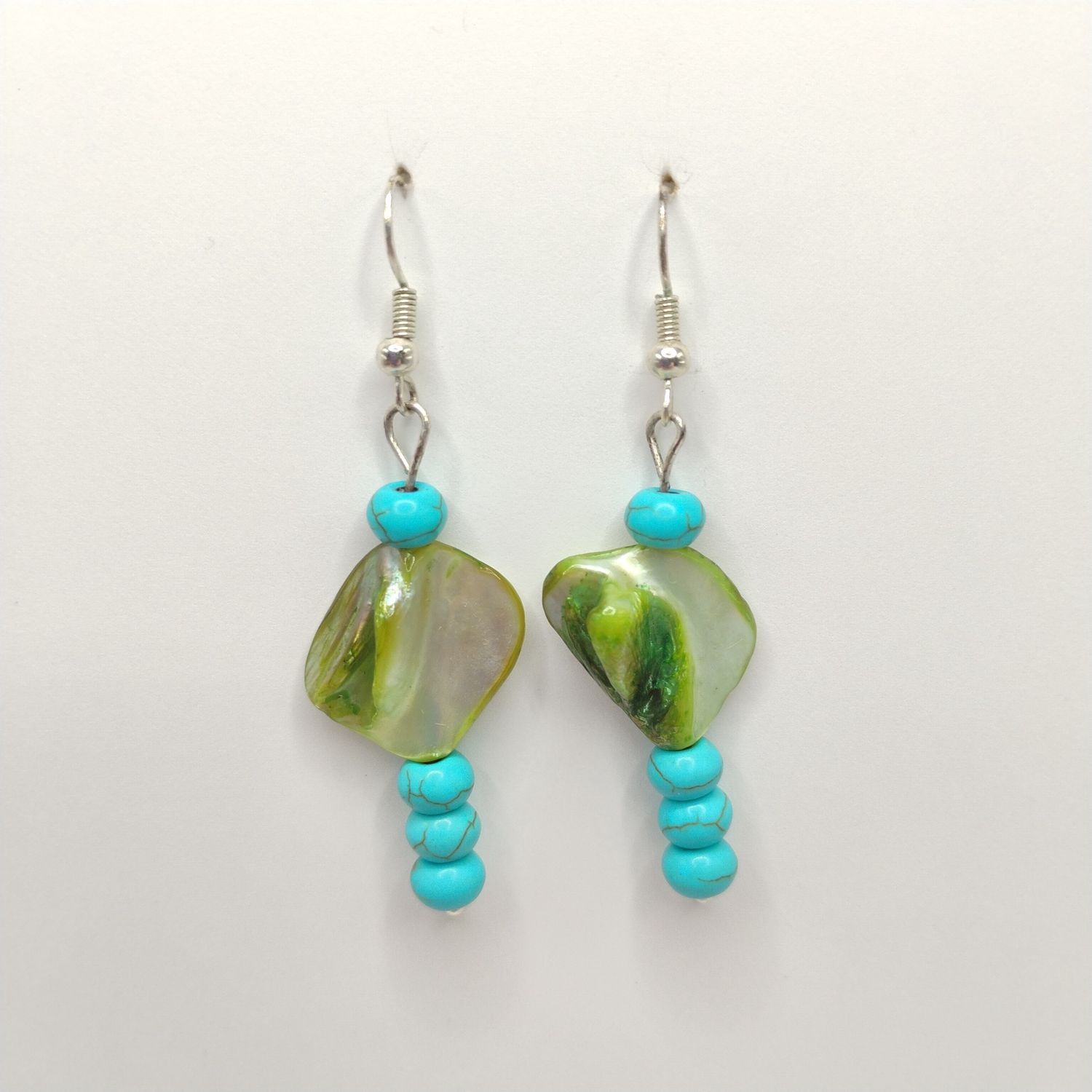 Gemstone Earrings - Wagnerite &amp; Abalone