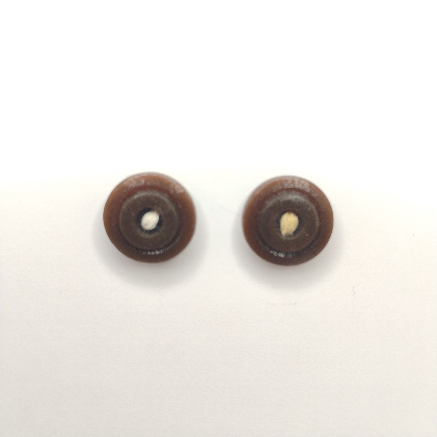 Button Earrings - Antique Small Dark Brown