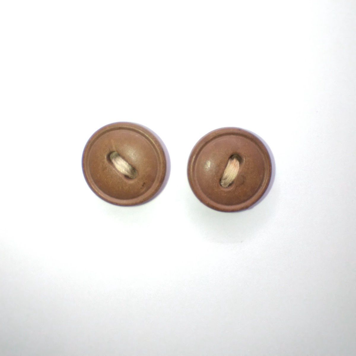 Button Earrings - Antique Small Tan Brown