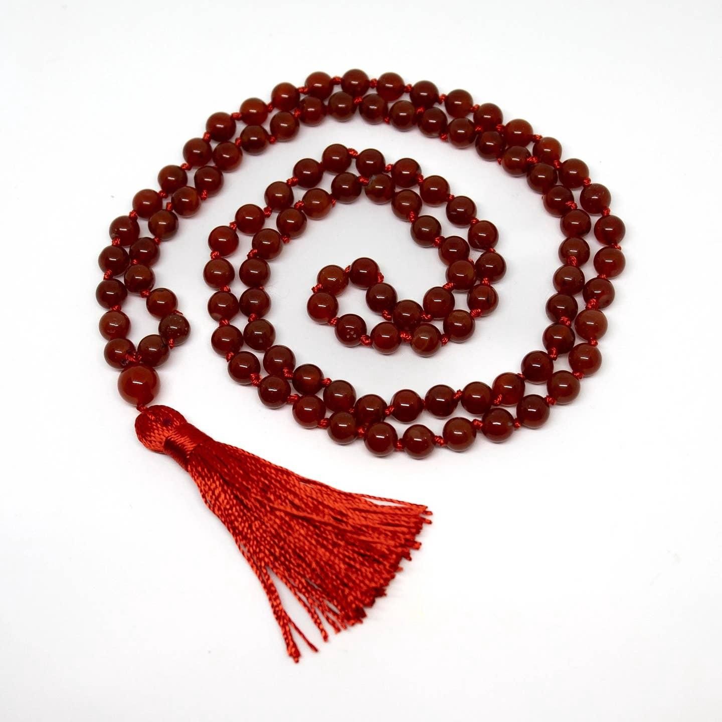108 Bead Mala - Carnelian (Knotted) - 8mm