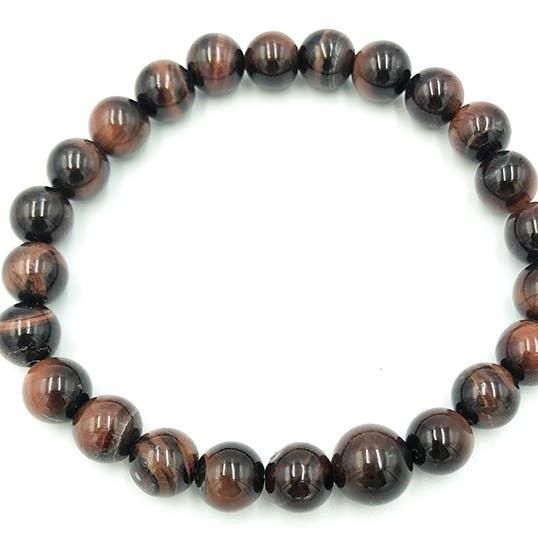 Wrist Mala Beaded Bracelet - Red Tiger Eye - 8mm