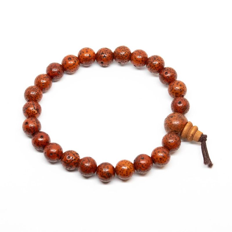 Wrist Mala Beaded Bracelet - Red Lotus Seed