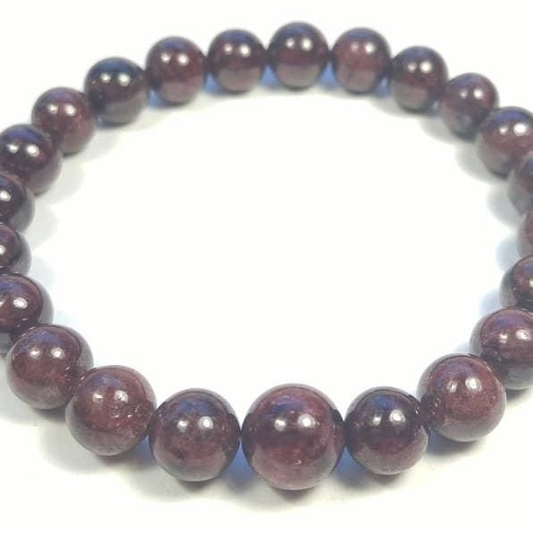 Wrist Mala Beaded Bracelet - Garnet - 8mm