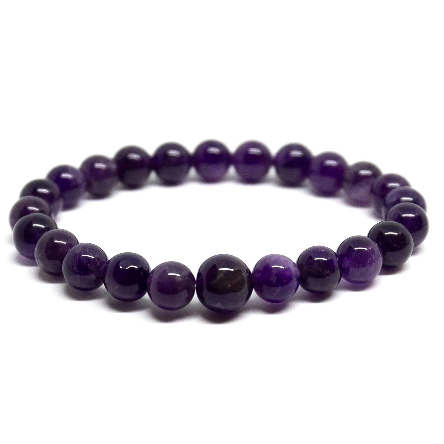 Wrist Mala Beaded Bracelet - Amethyst (A Grade) - 8mm