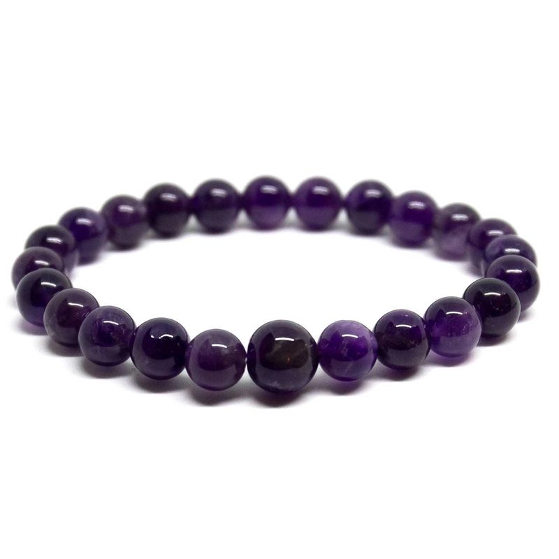 Wrist Mala Beaded Bracelet - Amethyst (A Grade) - 8mm