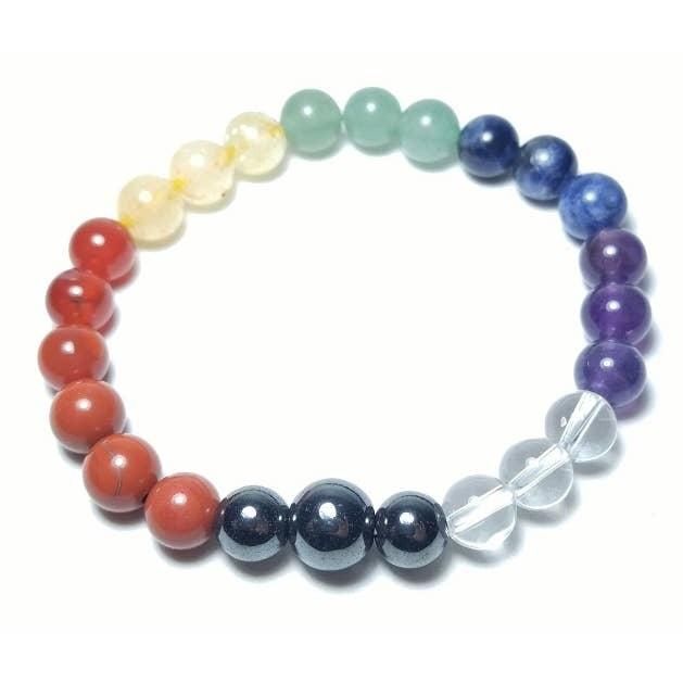 Wrist Mala Beaded Bracelet - Chakra (Real Stone)- Plain 8mm
