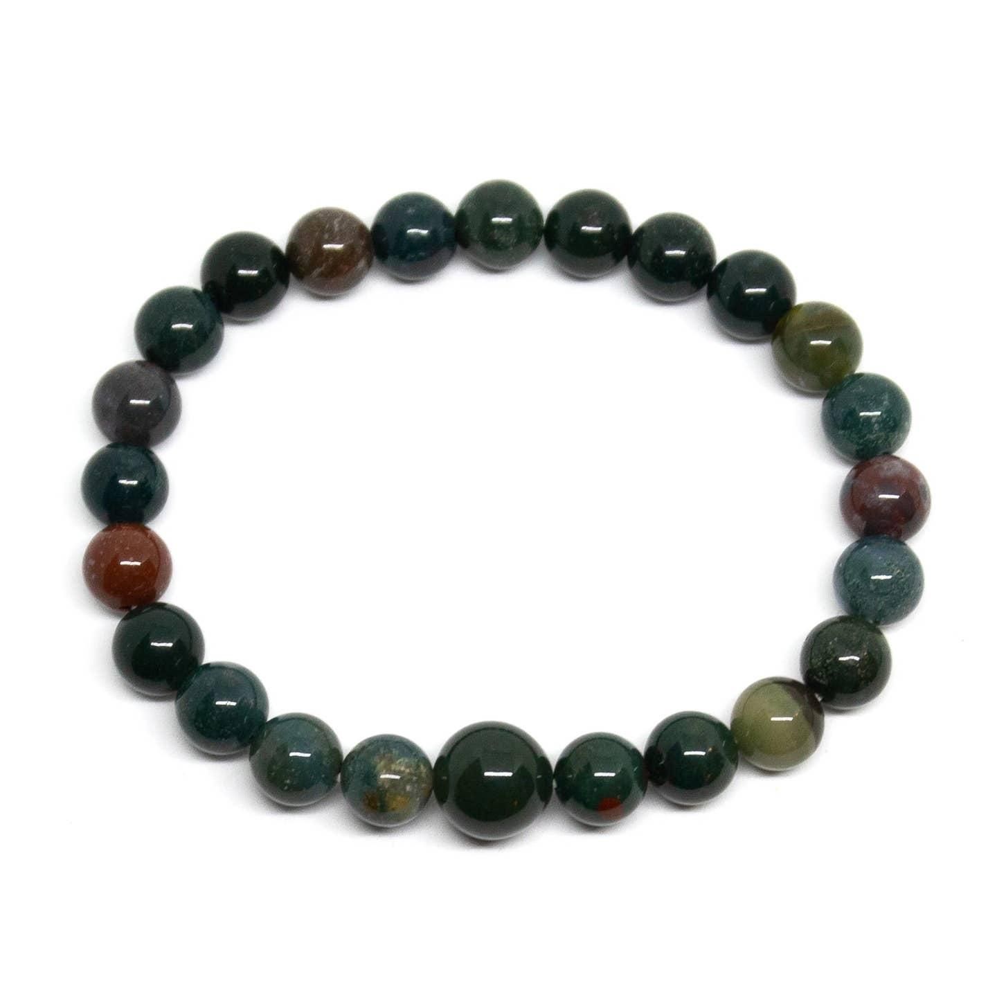 Wrist Mala Beaded Bracelet - Bloodstone - 8mm