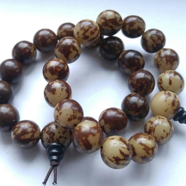 Wrist Mala Beaded Bracelet - Buri Palm Nut - 12mm