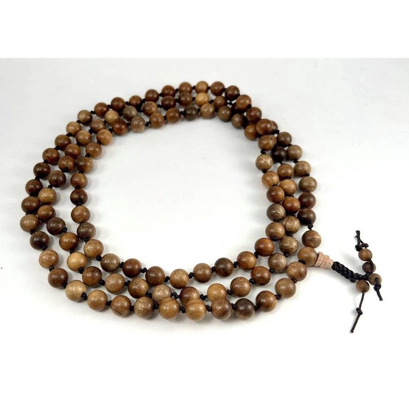 108 Bead Mala - Gold Phoebe Wood (Knotted) - 8mm