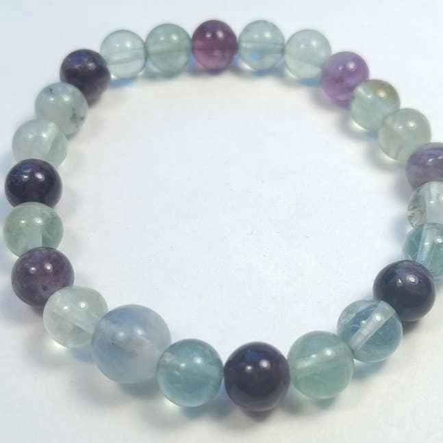 Wrist Mala Beaded Bracelet - Fluorite - 8mm