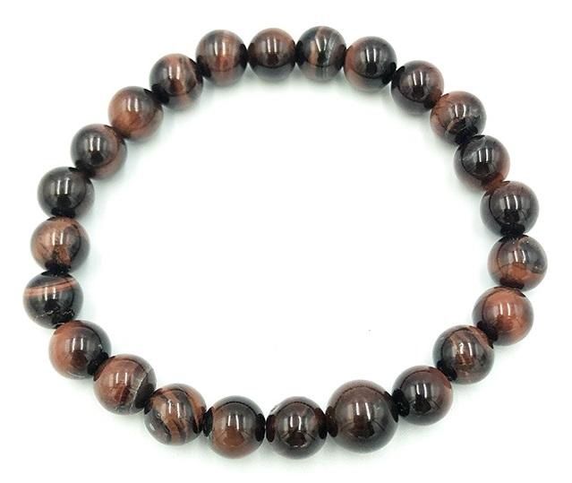 Wrist Mala Beaded Bracelet - Red Tiger's Eye - 8mm
