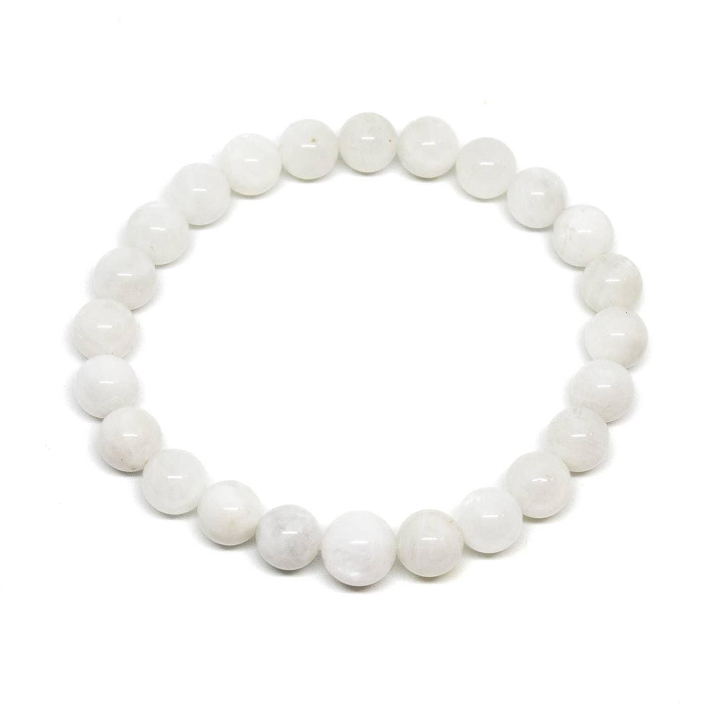 Wrist Mala Beaded Bracelet - Moonstone - 8mm