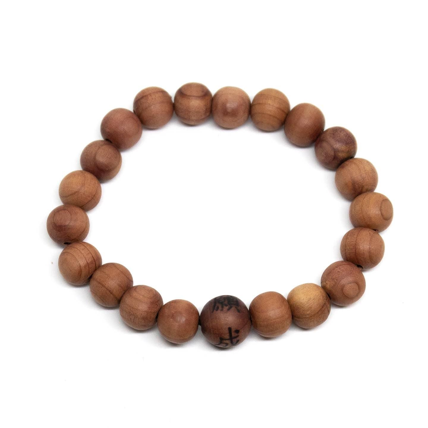 Wrist Mala Beaded Bracelet -Korean Zen Plain Cedar - 10mm