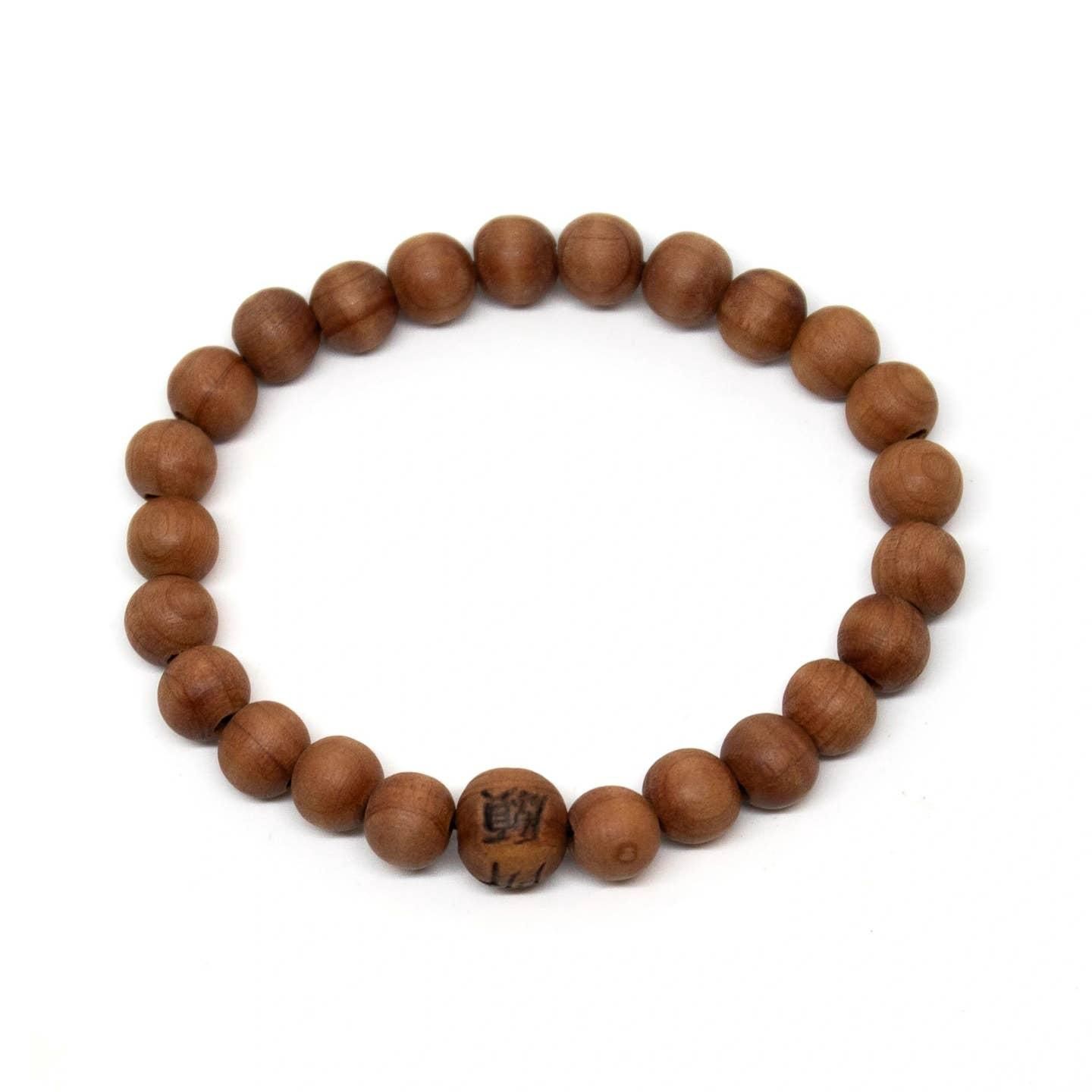 Wrist Mala Beaded Bracelet - Korean Zen Plain Cedar - 8mm