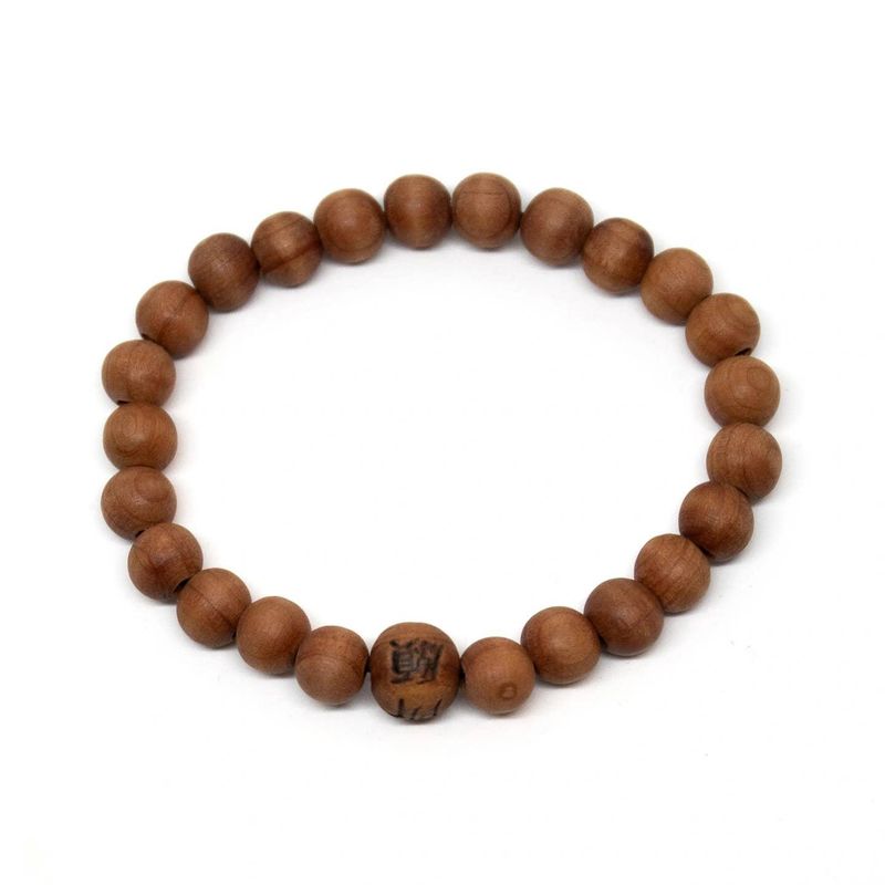 Wrist Mala Beaded Bracelet - Korean Zen Plain Cedar - 8mm