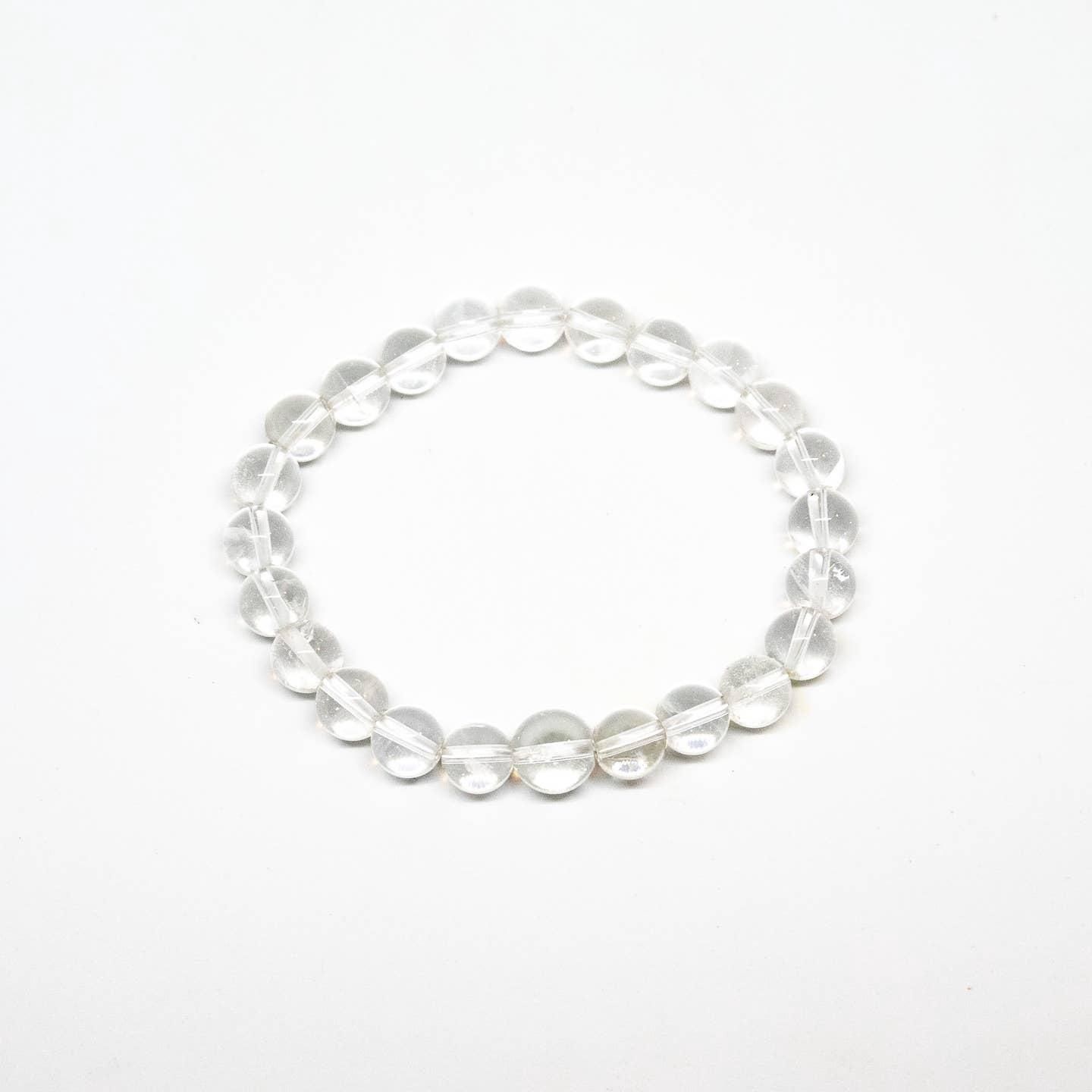 Wrist Mala Beaded Bracelet - Clear Quartz - 8mm