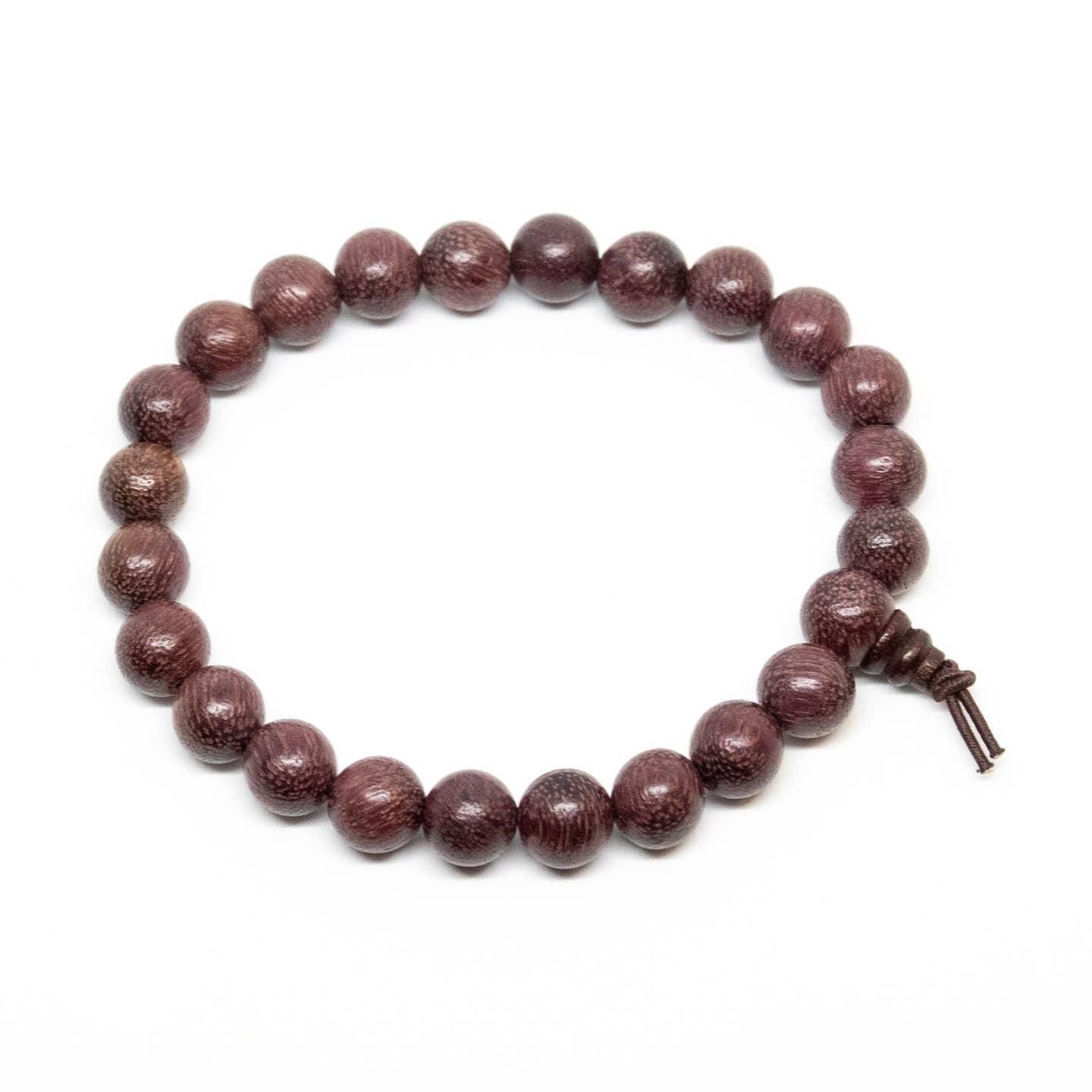 Wrist Mala Beaded Bracelet - Purpleheart Wood - 8mm