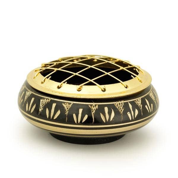 Incense Burner - Black Brass Screen Traditional Incense Burner