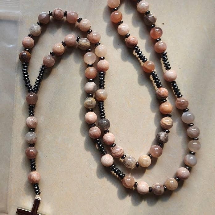 Gemstone Rosary - Peach Moonstone - 8mm