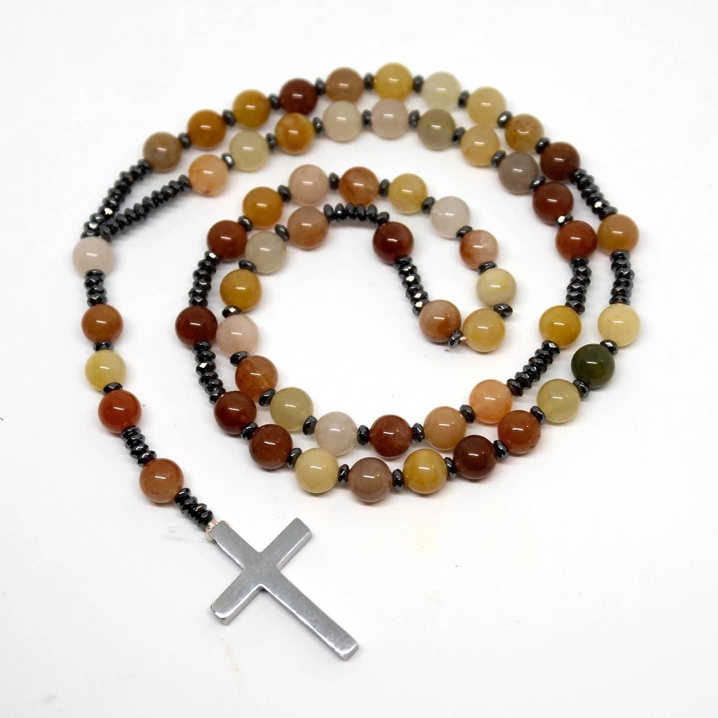 Gemstone Rosary - Rainbow Jade (Agate) - 8mm