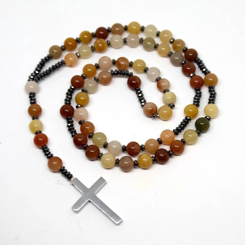 Gemstone Rosary - Rainbow Jade (Agate) - 8mm
