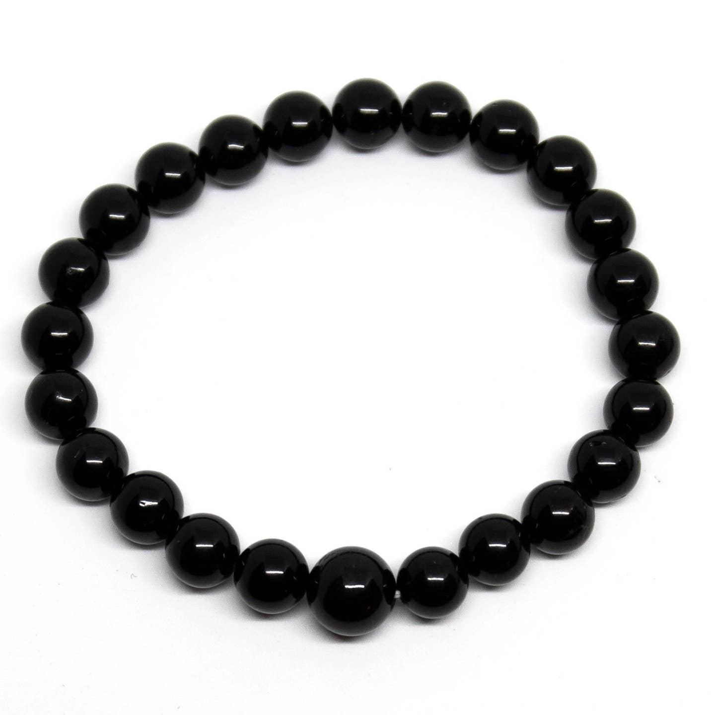 Wrist Mala Beaded Bracelet - Black Obsidian - 8mm