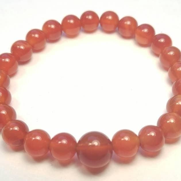 Wrist Mala Beaded Bracelet - Carnelian - 8mm