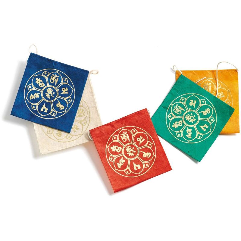 Paper Prayer Flags - Mini Om Lotus
