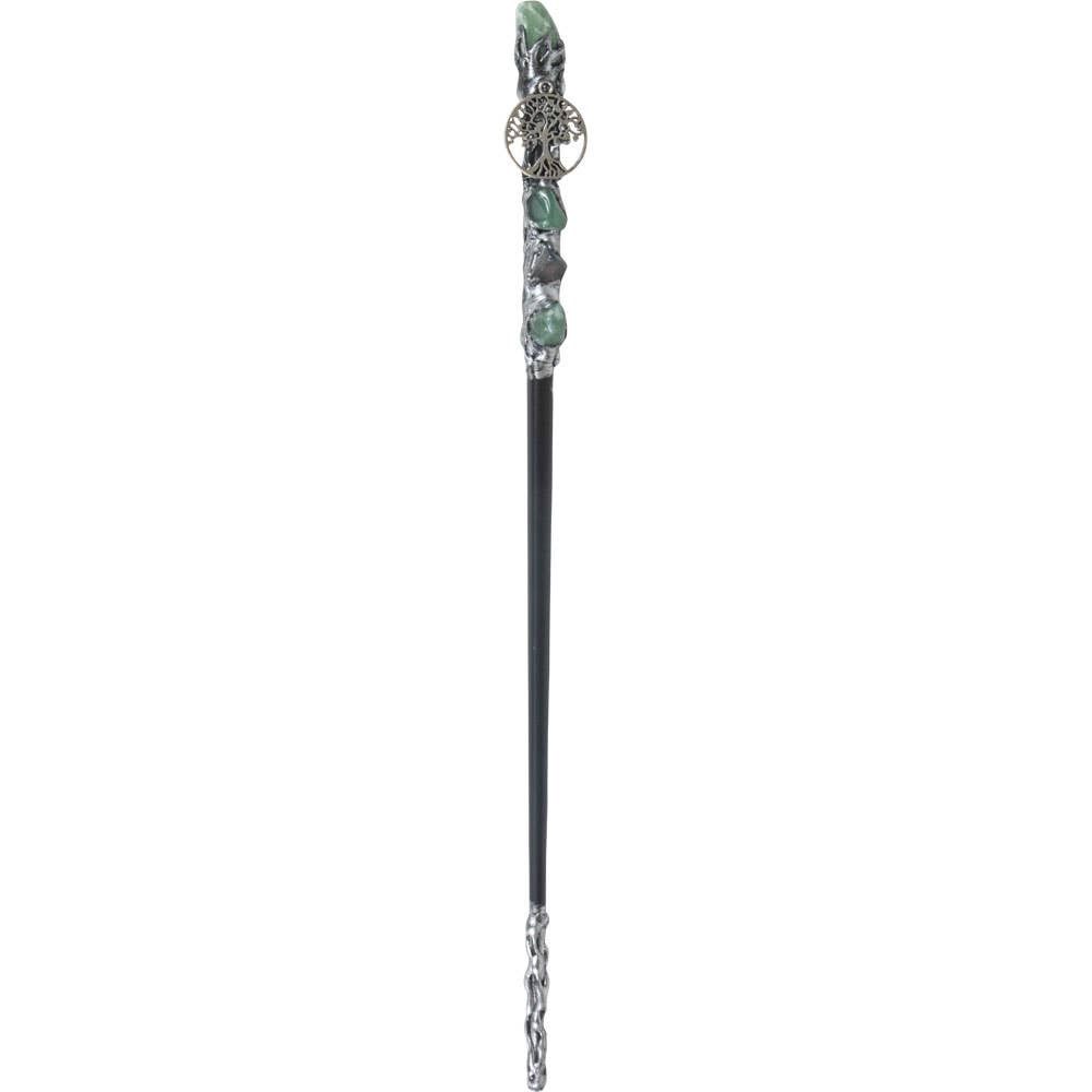 Magick Wand - Green Aventurine w/ Silver Tree of Life